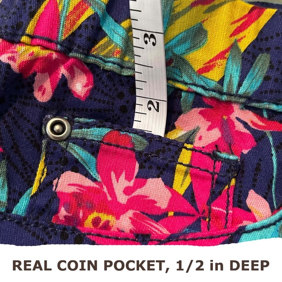 NEW PHOTOS! CAPRIS, FLORAL, SUMMER BLUE (Multicolour), SIZE 5X, BACK & COIN POCK - Picture 10 of 14